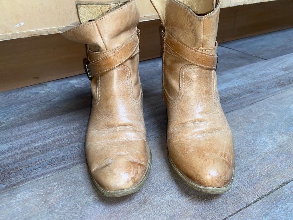 No Stress boots cuir naturel patiné 39 femme TB état, Beige, Boots et Botinnes, Porté, No Stress