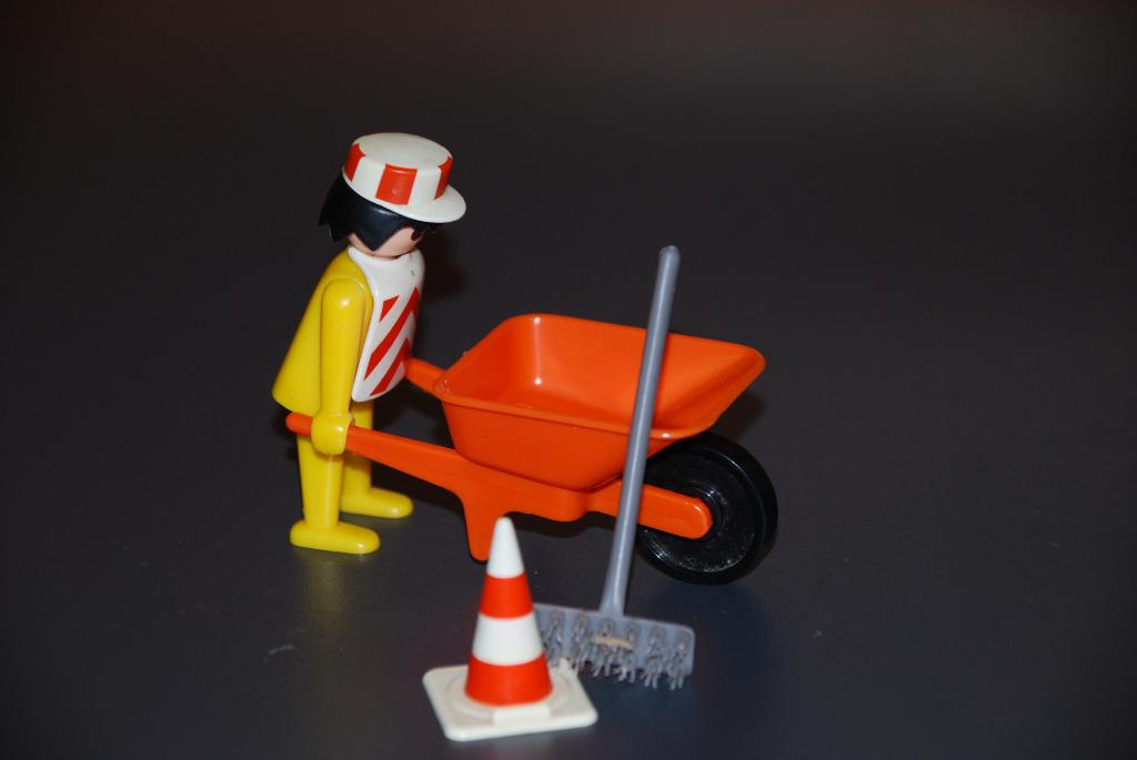 Werknemer met kruiwagen Playmobil 3313 vintage 1974, Ophalen, Gebruikt, Los Playmobil