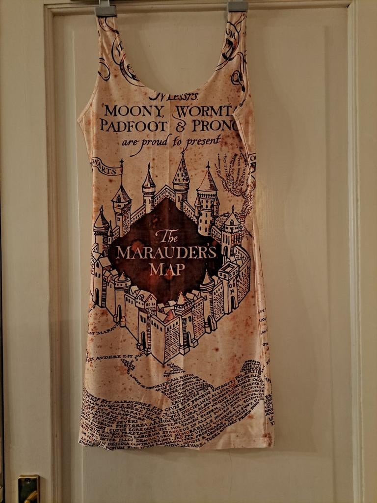Harry potter marauder's map jurk, Beige, Ophalen of Verzenden, Zo goed als nieuw, Maat 36 (S)