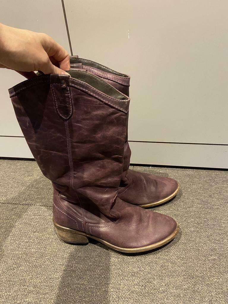 Paarse leren laarzen Lavorazione Artigiana, prima staat!, Kleding | Dames, Schoenen, Hoge laarzen, Overige kleuren, Ophalen of Verzenden
