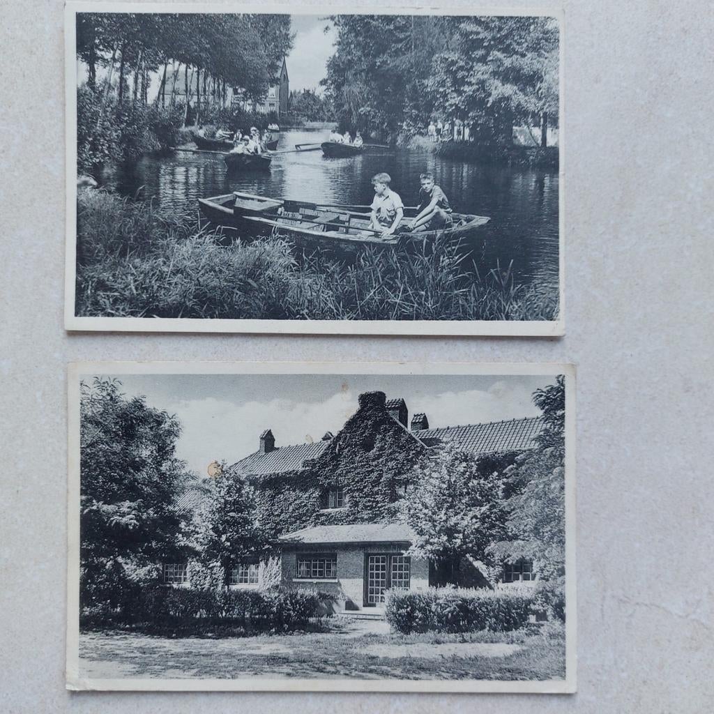 2 oude gelopen postkaarten van Liezele, Ophalen of Verzenden