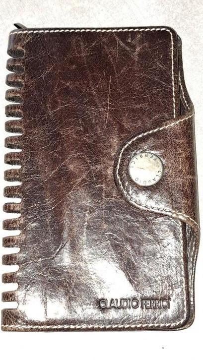 bruin lederen agenda houder claudio ferrici 15cm op 9cm, Enlèvement ou Envoi, Utilisé