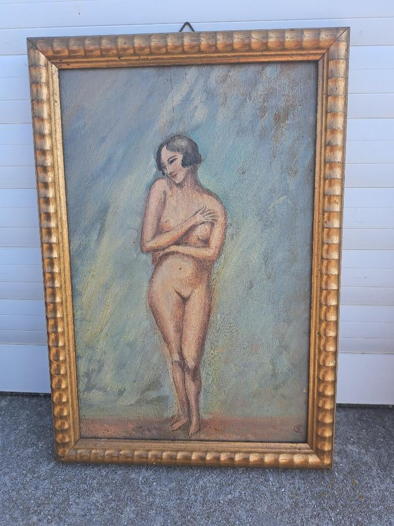 huile sur panneau femme nue monograme emile gervais, Enlèvement ou Envoi