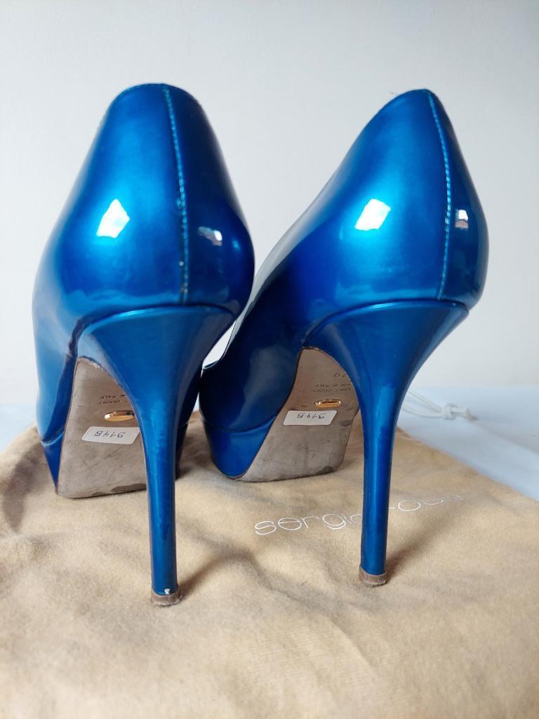 914B* SERGIO ROSSI luxe blauwe leren pumps (39), Kleding | Dames, Schoenen, Pumps, Sergio Rossi, Gedragen, Verzenden