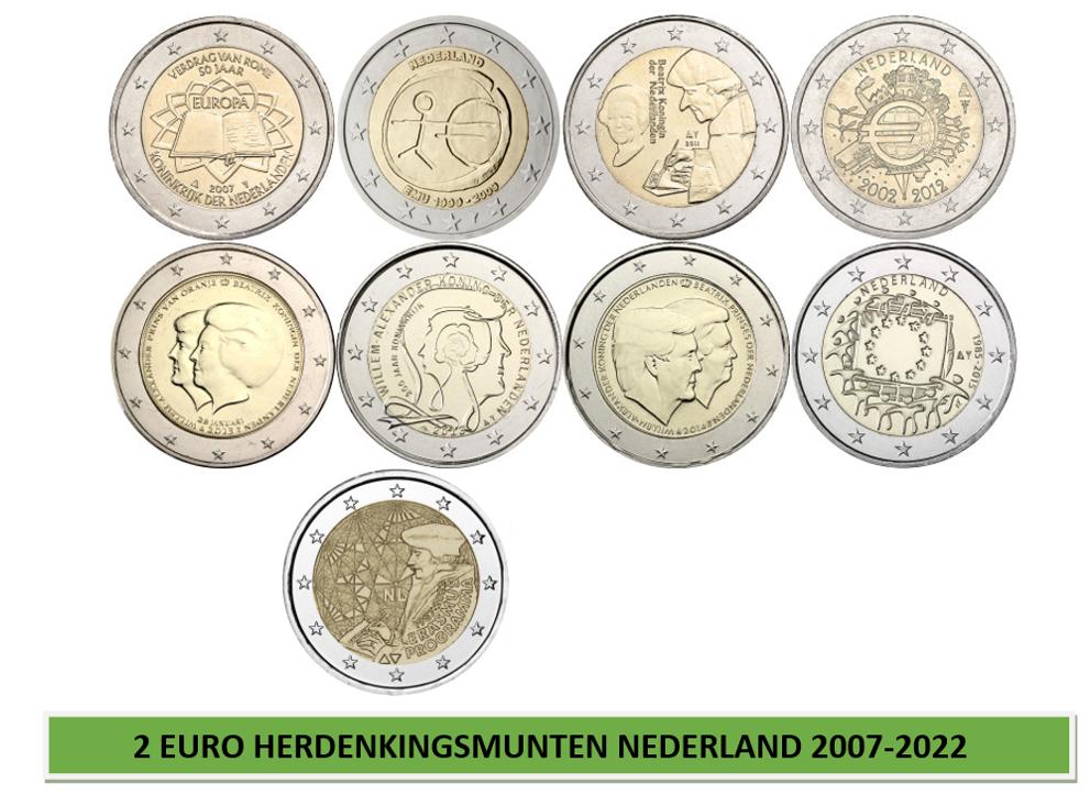 2 euro herdenkingsmunten Nederland 2007-2022, Ophalen of Verzenden, 2 euro