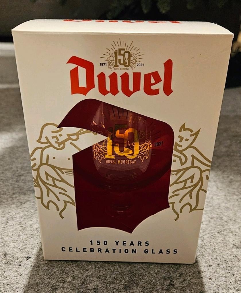 Duvel 150 jaar glas in doosje, Ophalen, Nieuw, Bierglas