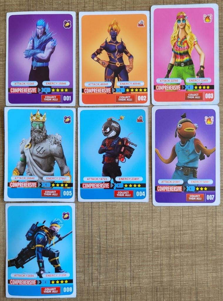 Fortnite: 7 verzamelkaarten, Ophalen of Verzenden, Gebruikt, Meerdere kaarten