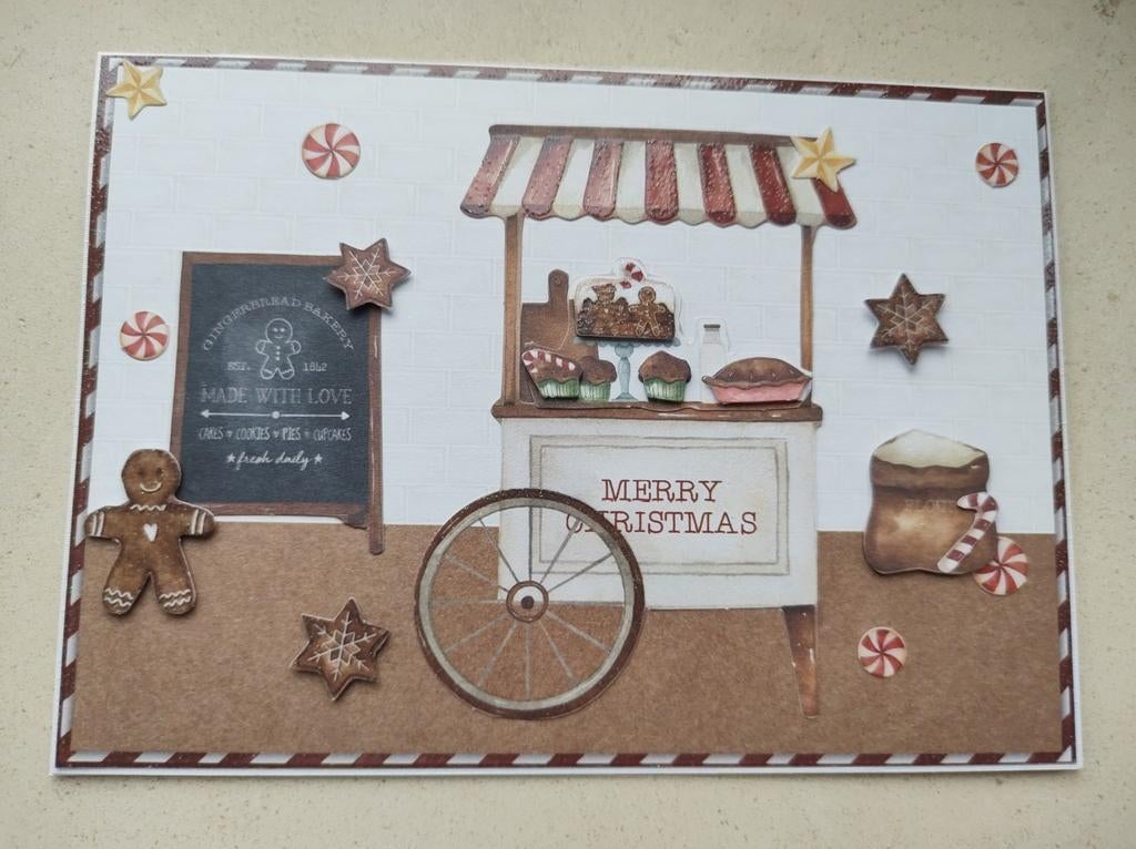 Zelfgemaakte kerstkaart met omslag, Enlèvement ou Envoi, Neuf, Noël