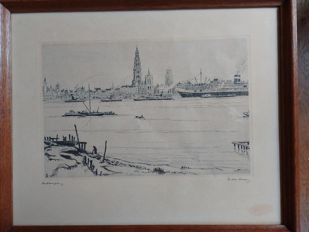 Isidoor van Mens  1890 - 1985  Ets   Antwerpen, Antiek en Kunst, Verzenden