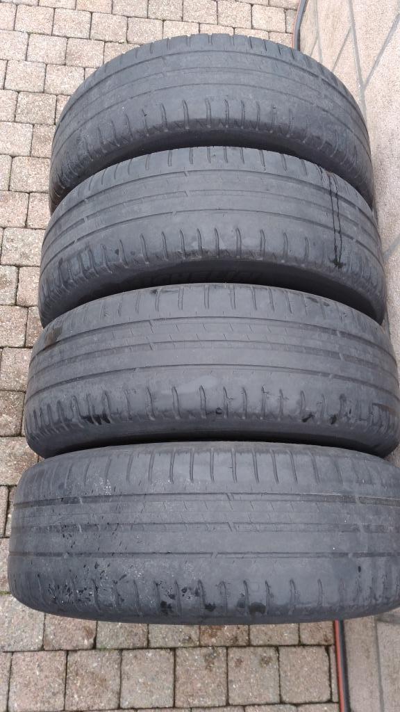 4 jantes tôle acier 4 trous 15 p. +4 pneus été MICHELIN usés, Auto-onderdelen, Banden en Velgen, Band(en), Zomerbanden, 15 inch