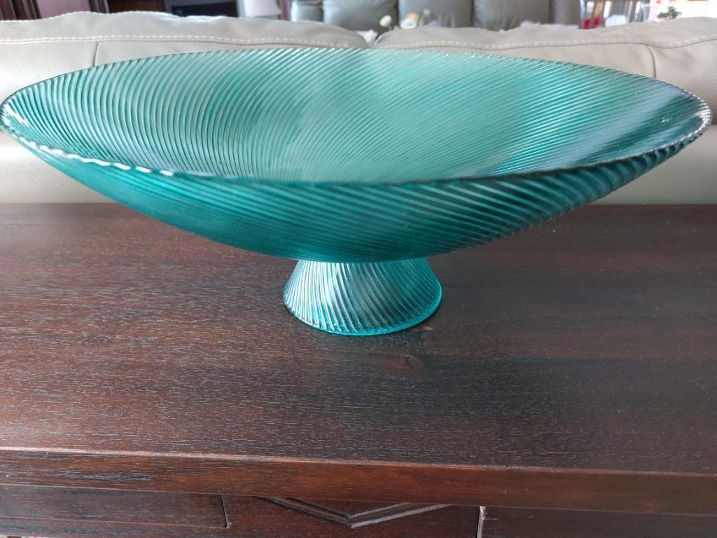 Glazen schotel/coupe op voet + gratis klein (snoep)schaaltje, Rond, Verre, Enlèvement, Utilisé