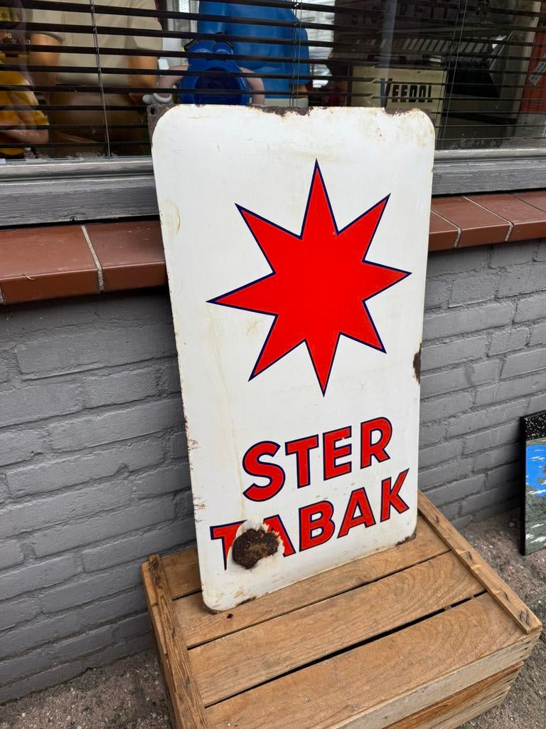 SterTabak emaille reclamebord, Verzamelen, Ophalen of Verzenden, Gebruikt, Reclamebord