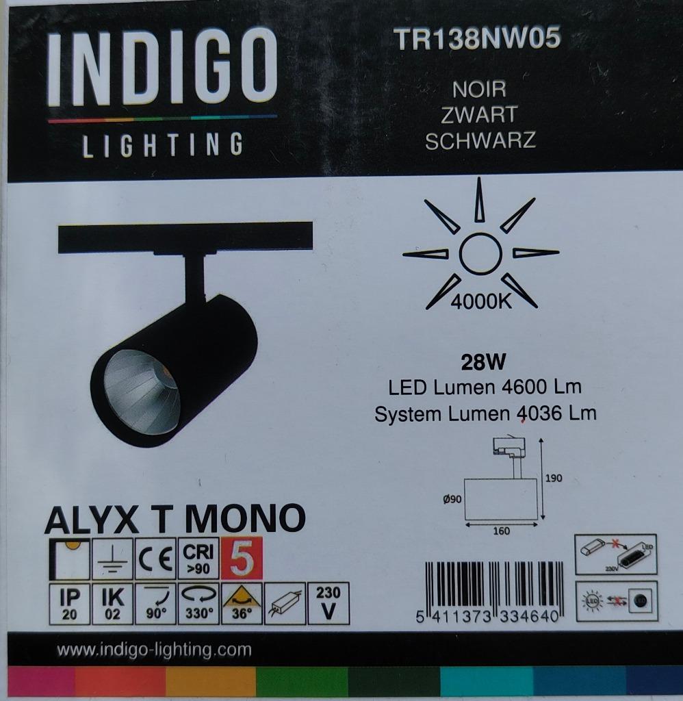 Indigo TR138NW05 Railspot 28w 4000K 4600Lm Zwart, Huis en Inrichting, Ophalen, Nieuw