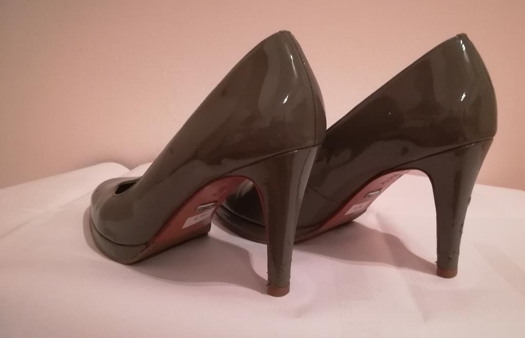 73A* BUFFALO LONDON sexy escarpins lack cuir (41), Gris, Escarpins, Porté, Buffalo
