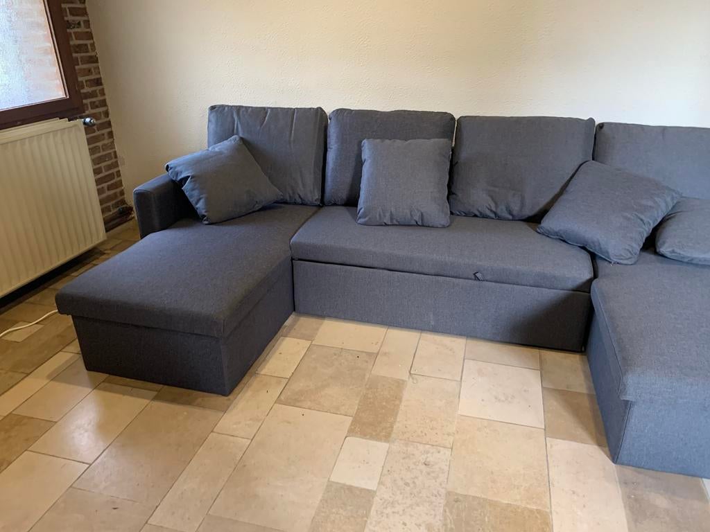 Nieuwe grijze stoffen zetel met 2 opbergruimtes, Ophalen, Nieuw, Stof, Modern