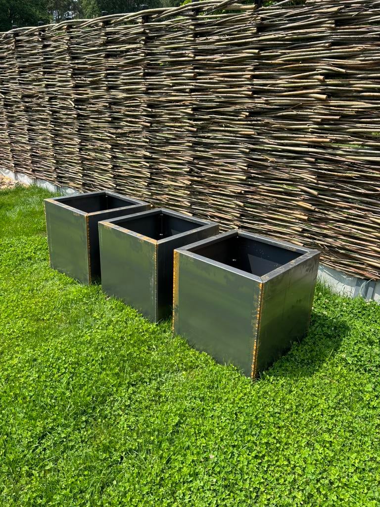 Cortenstaal bloembakken 3x 60x60x60, Tuin en Terras, Ophalen