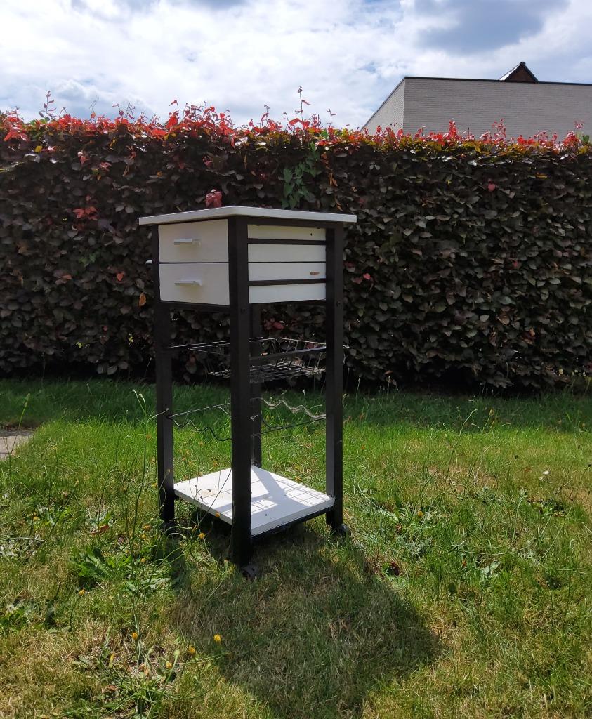 Tafel serveertafel op wieltjes serveerwagen met laden... enz, Huis en Inrichting, Tafels | Bijzettafels, Ophalen, Rechthoekig