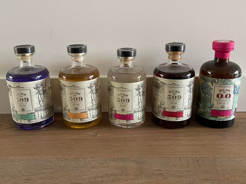 Buss 509 Gin: set van 5 flessen: 50 cl, Ophalen, Nieuw