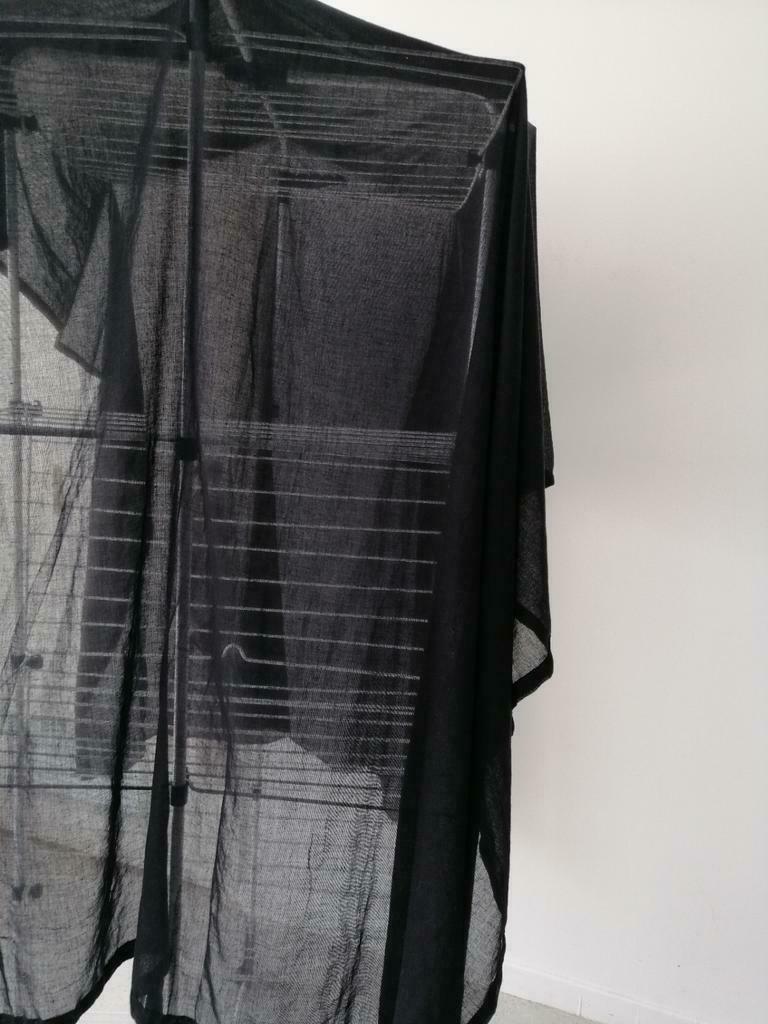 🔵 Lot 2x2 gordijnen ikea zwarte zeilen hoog 280cm/breedte, Ophalen, Gebruikt, 200 cm of meer, Zwart