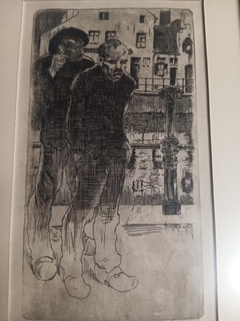 gesigneerde ets van Henri Van Peteghem, Antiek en Kunst, Ophalen of Verzenden