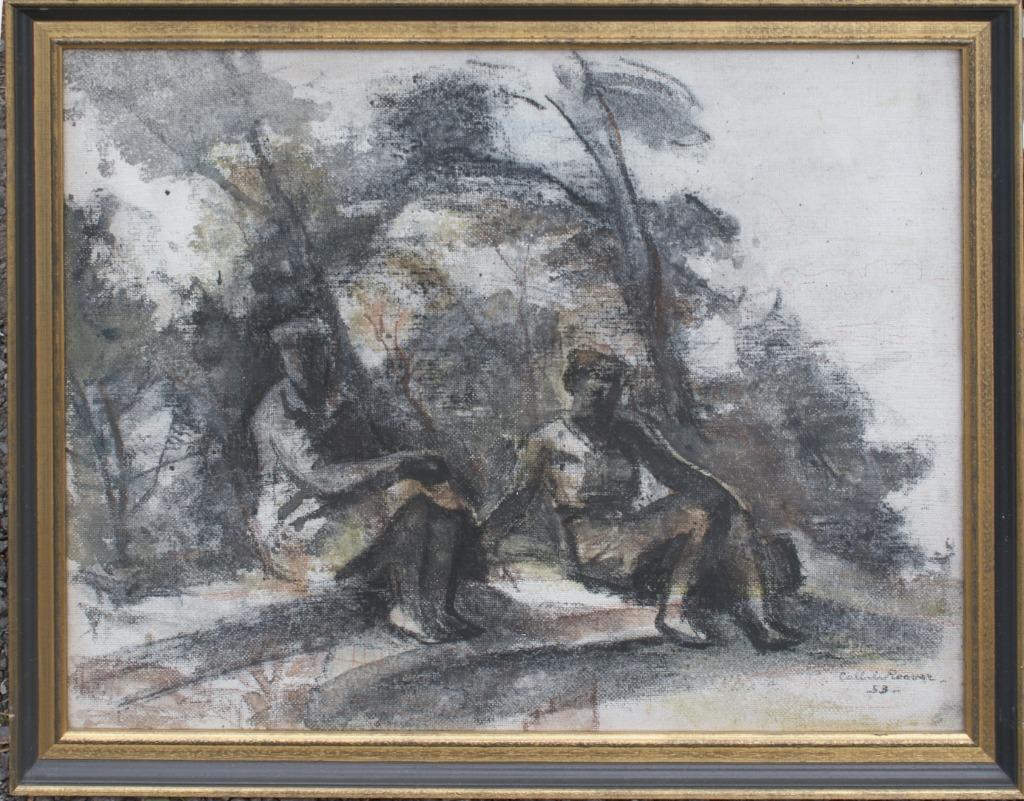 Carlo De Roover (1900-1986): Aan de rand van het bos (78x62), Antiek en Kunst, Ophalen of Verzenden