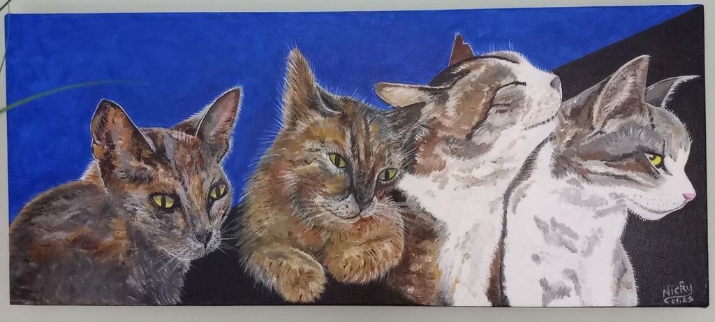 Acryl schilderij katten, Antiek en Kunst, Ophalen