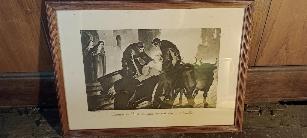 Lithographie Ancienne Saint Antoine mourant, 42x30, n279, Enlèvement ou Envoi, Gravure, Original