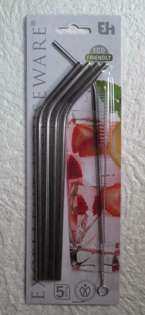 Set De 4 Pailles En Inox + Goupillon, Enlèvement ou Envoi, Neuf, Inox ou Chrome