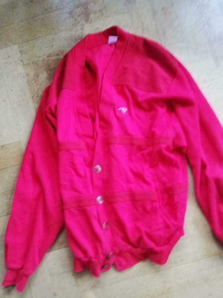 Rode cardigan/gilet, in katoen en Suède, soft choice, M, Kleding | Heren, Ophalen of Verzenden