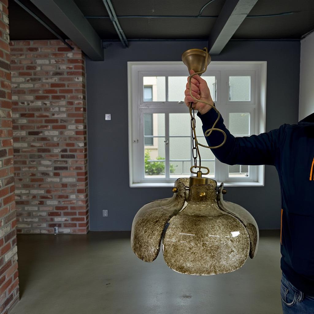 Vintage murano glazen hanglamp / luster Hillebrand Lighting, Antiek en Kunst, Ophalen of Verzenden