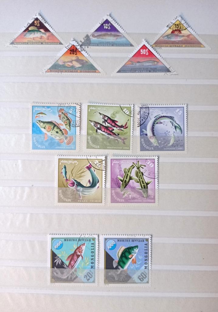 Mongolie — poissons — 22 timbres oblitérés, Envoi, Affranchi, Animal et Nature