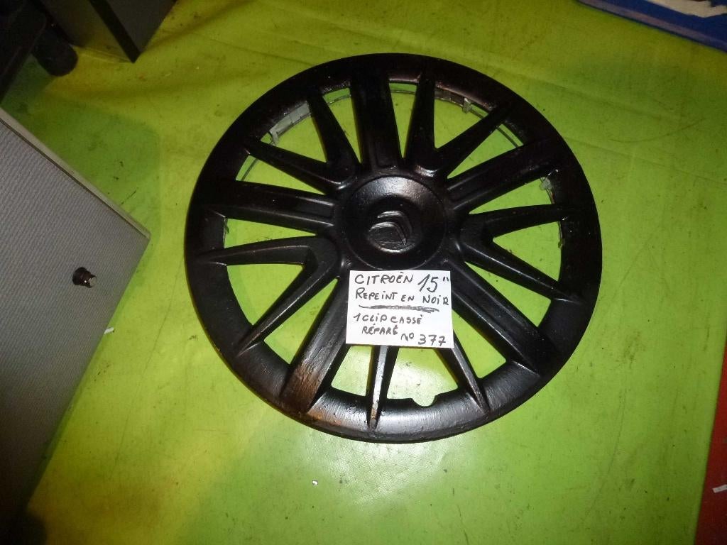 Citroën 15" wieldop (n°377) zwart gelakt - 1 stuk, Auto-onderdelen, Banden en Velgen, Velg(en), All Season, 15 inch, Personenwagen