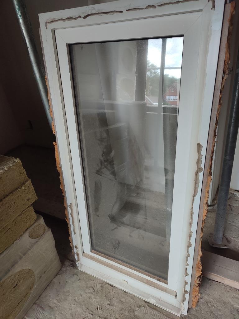 Enkele ramen PVC wit dubbele beglazing, Ophalen, Gevelraam of Ruit, Gebruikt, Minder dan 80 cm