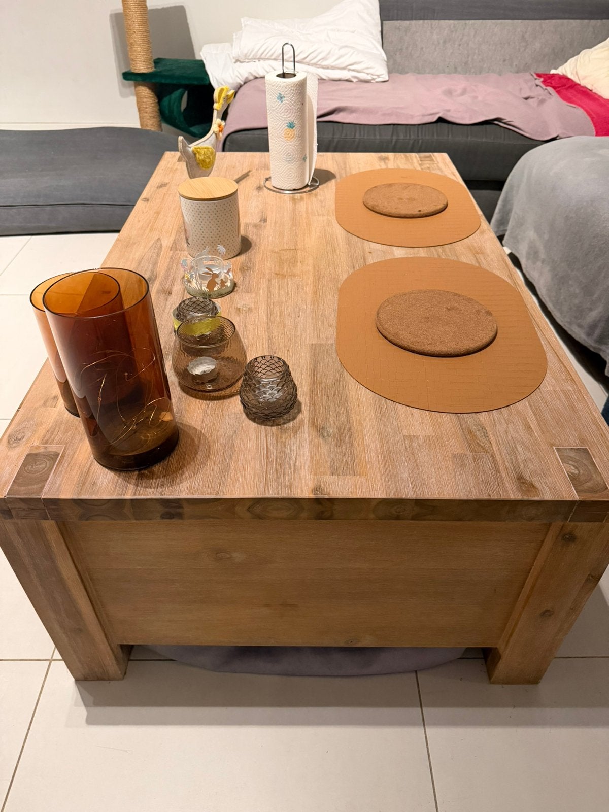 Salontafel met opbergruimte, Huis en Inrichting, Tafels | Salontafels, Ophalen, Zo goed als nieuw, Rechthoekig, Eikenhout
