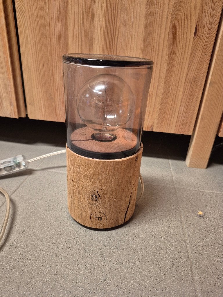 The Oak Men - Design Tafellamp - Hout, Huis en Inrichting, Overige merken, Zo goed als nieuw, Handgemaakt, E27 (groot)