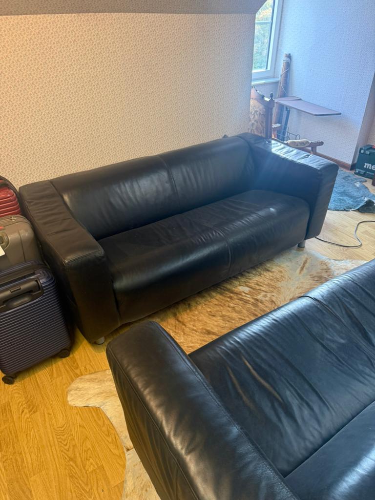 Ikea Klippan leren bank, Huis en Inrichting, Ophalen, Gebruikt, Leer