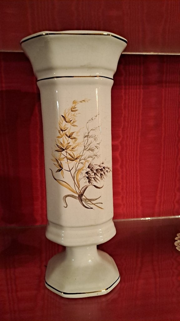 Witte vaas met planten motief, Ophalen, Wit