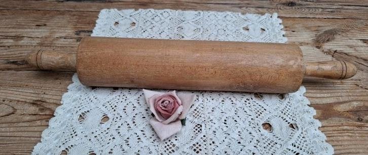 Brocante houten deegroller uit een stuk, Ophalen of Verzenden