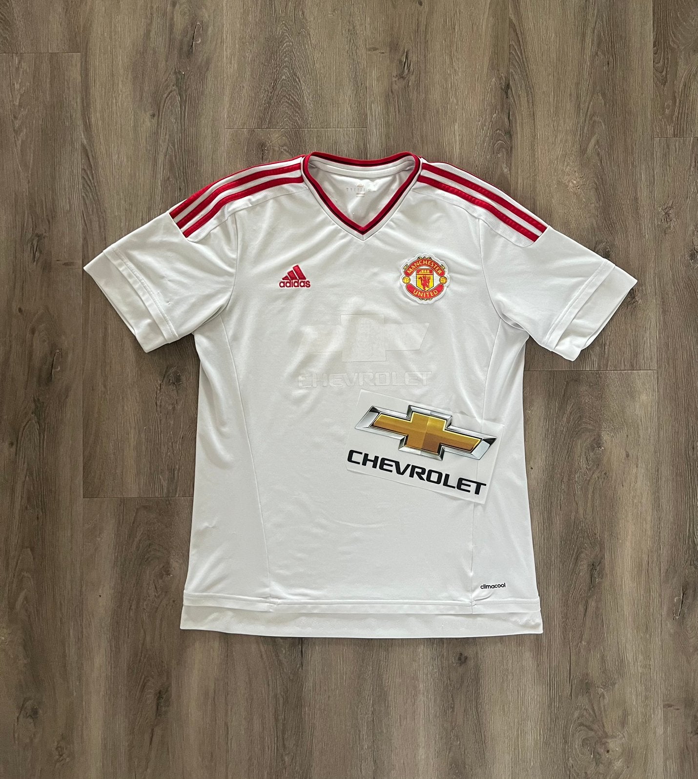 Origineel Manchester United 2015/16 Uitshirt +Nieuwe Sponsor, Sport en Fitness, Maat L, Ophalen of Verzenden, Zo goed als nieuw