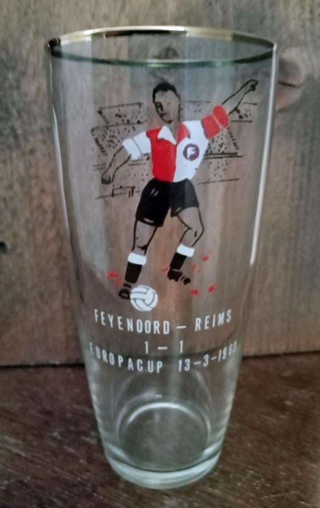 Origineel Feyenoord Europacup bierglas 1963, Ophalen of Verzenden, Zo goed als nieuw