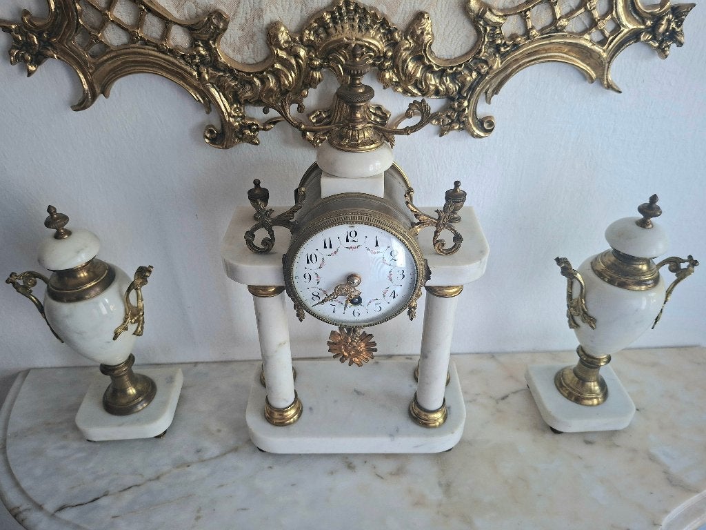 Horloge et parure de cheminée (3) - JAPY FRÈRES & CIE  -, Antiek en Kunst, Antiek | Klokken, Ophalen