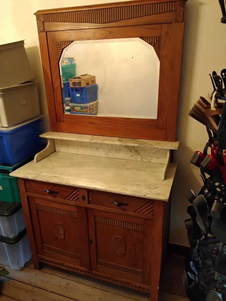 Commode, wit marmer blad met spiegel, Enlèvement