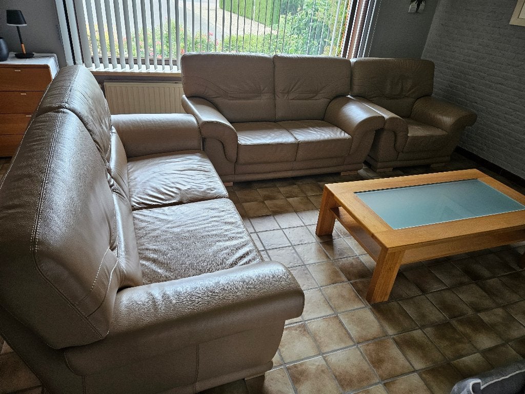 Lederen salon, Maison & Meubles, Canapés | Salons, 75 à 100 cm, Leder, Banc droit, Enlèvement