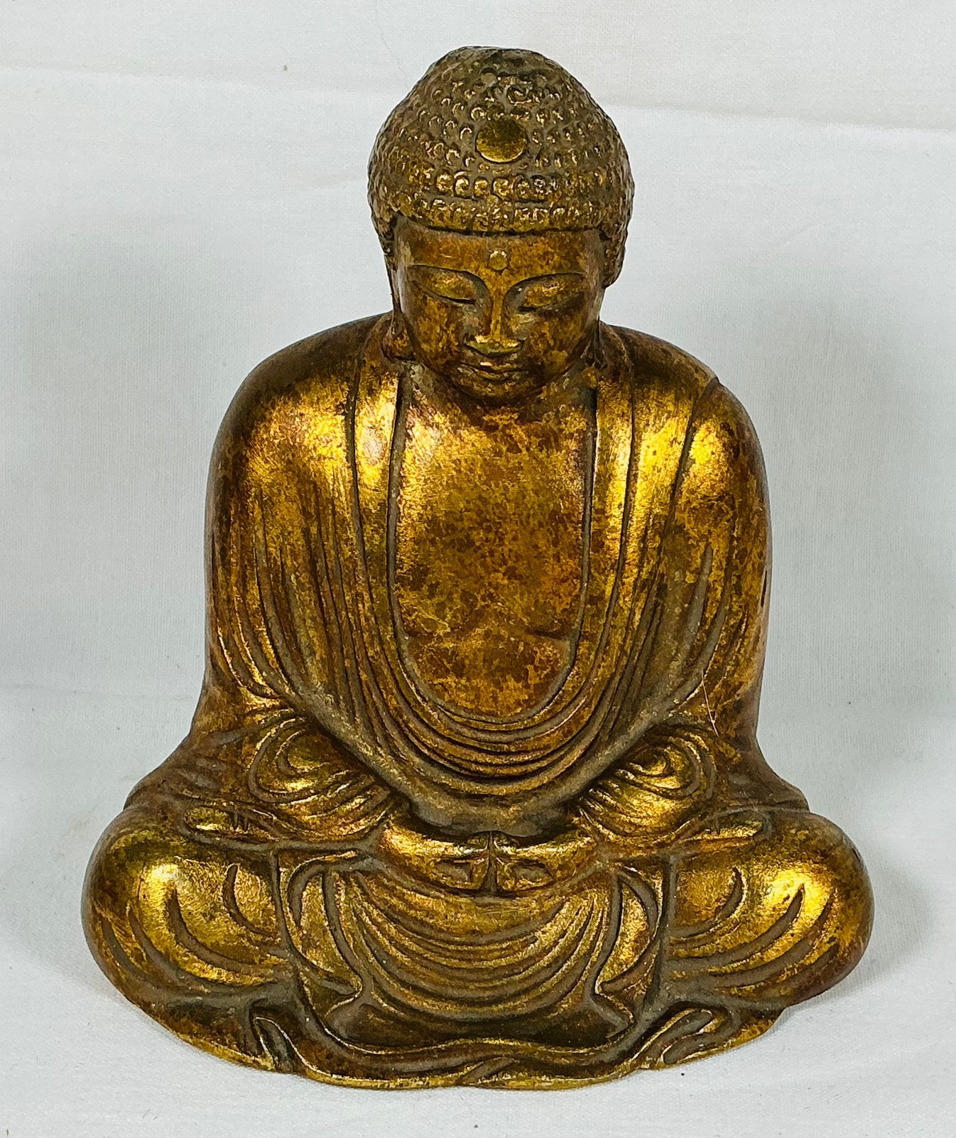 Zittende Boedha verguld bronzen beeld, Ophalen of Verzenden