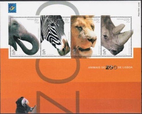 PORTUGAL 2001 – Bloc-feuillet « Animaux de zoo », Michel :, Envoi, Non oblitéré, Animal et Nature