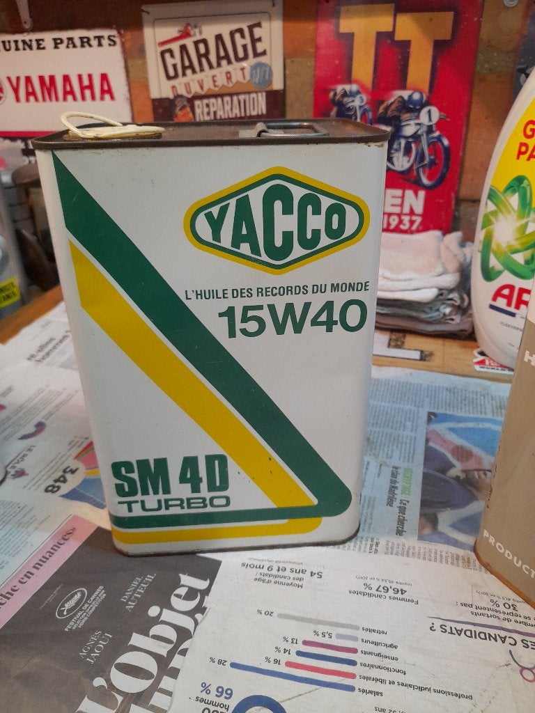 ancien bidon huile vide yacco sm4d turbo 15w40 5l, Envoi, Utilisé, Autres types