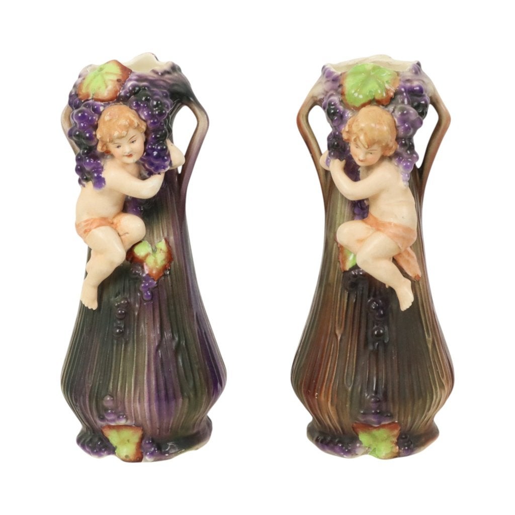 Art Nouveau Vazen Putti Cherubijn Amphora Stijl Aardewerk, Antiek en Kunst, Antiek | Vazen, Ophalen of Verzenden