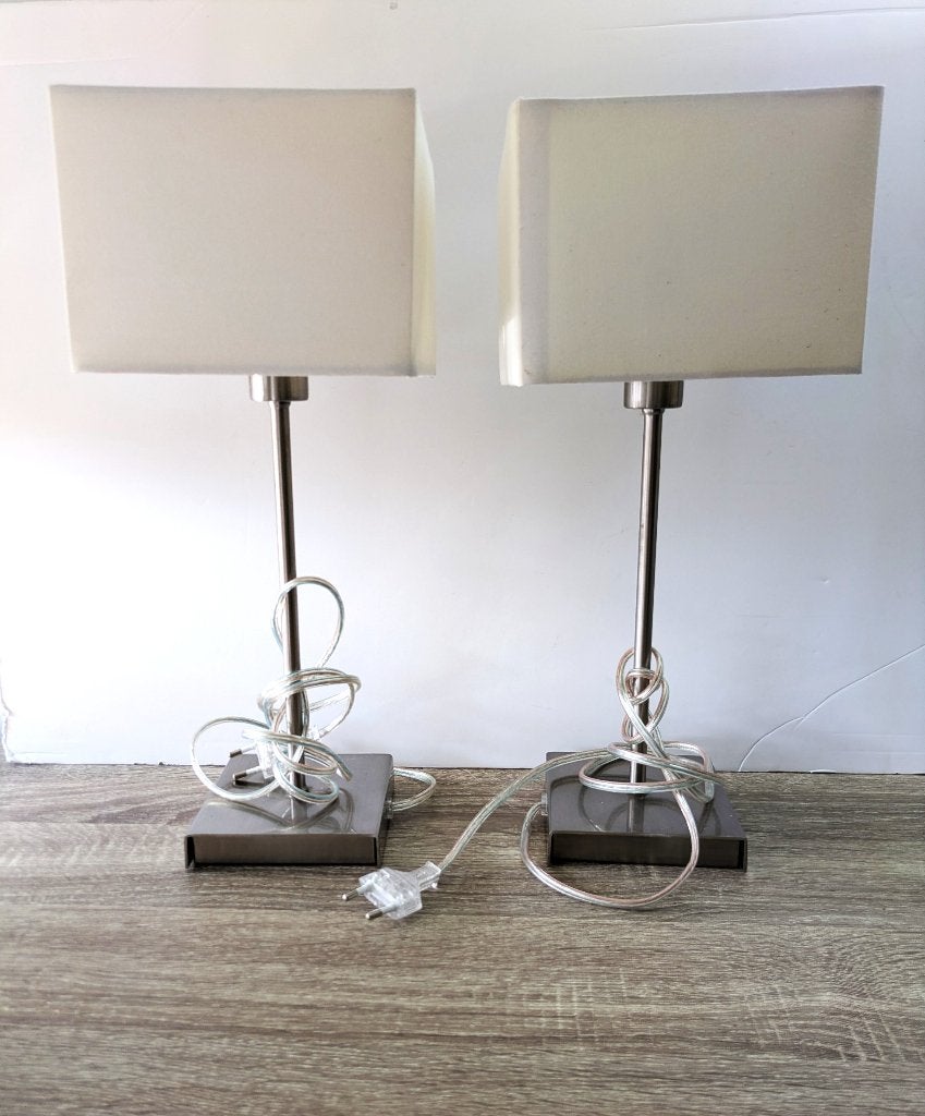 Lot de 2 lampes de table. Minimaliste, métallique, tamisé, Maison & Meubles, 38 cm, Utilisé, E14 (petit), Envoi