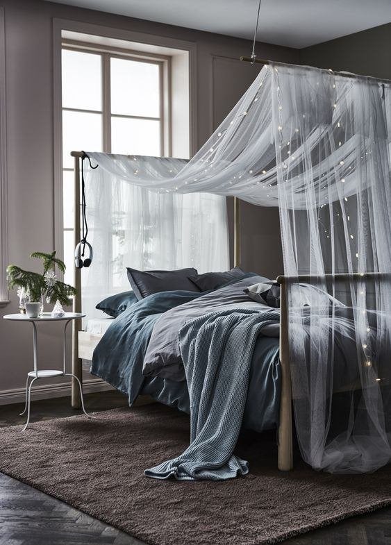 Hemelbed (IKEA Gjora), Ophalen, Overige kleuren, Luchtige, minimalistische design., Tweepersoons