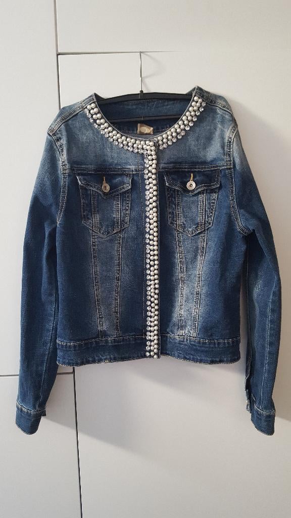 Jeansvest / jeansjas met parels en diamantjes maat 152 NIEUW, Kinderen en Baby's, Ophalen of Verzenden, Nieuw, Meisje, Jas